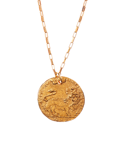 Alighieri signature gold leone medallion medium coin necklace box chain