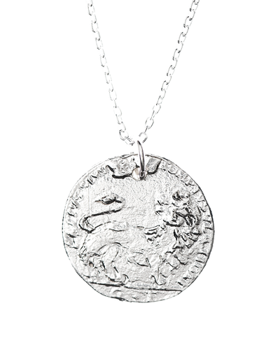 Alighieri Silver Snow Lion Leone Medallion Necklace Venetian Coin