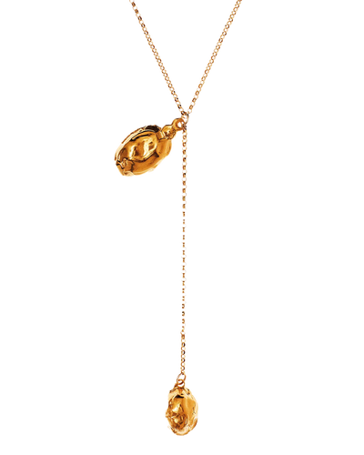 Alighieri Lunar Rocks Gold Pendant Lariat Necklace