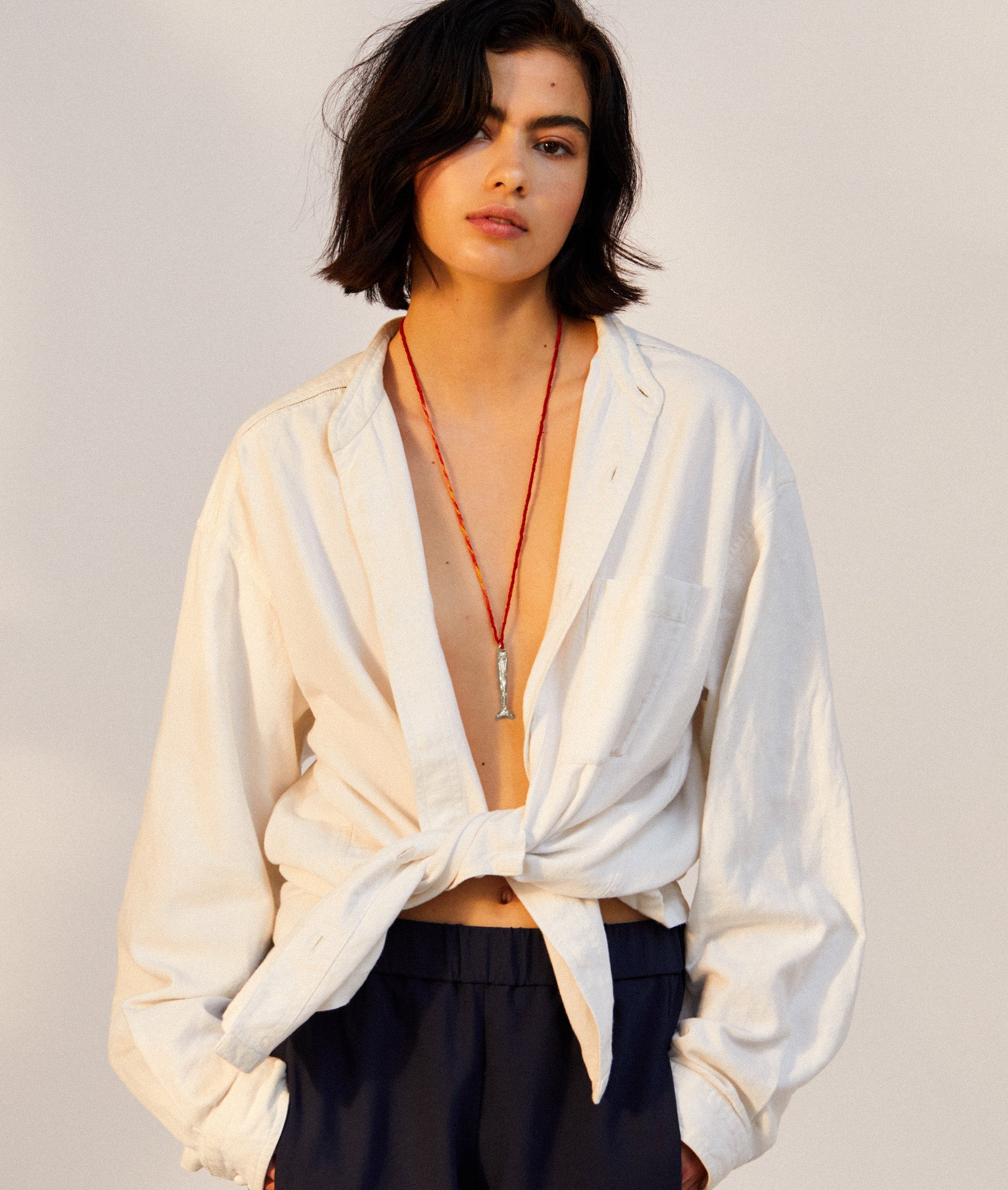 Model wearing Alighieri Silver Necklace Catch of the Day