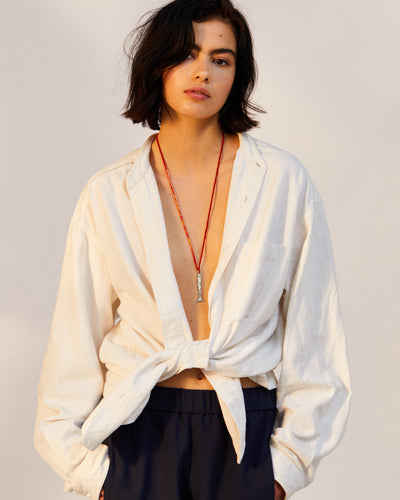 Model wearing Alighieri Silver Necklace Catch of the Day