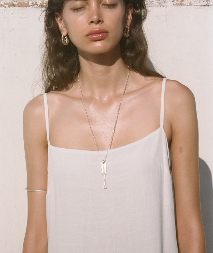 Model wearing Alighieri Silver Bangle Nostalgia