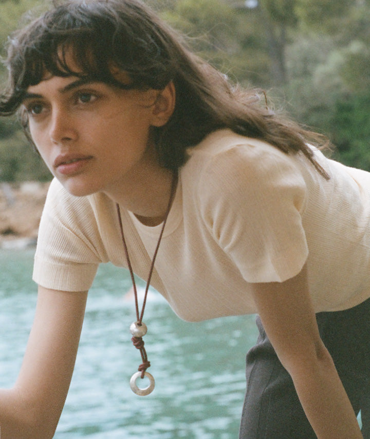 Model wearing Alighieri Silver Choker Poets Lens