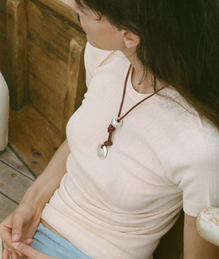 Model wearing Alighieri Silver Choker Poets Lens