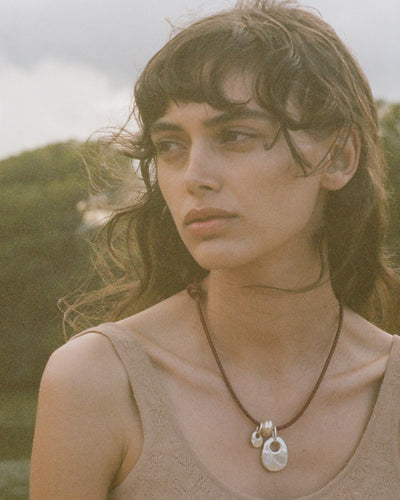 Model wearing Alighieri Silver Choker Reader of the Shore
