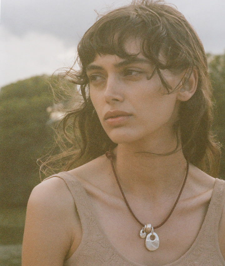 Model wearing Alighieri Silver Choker Reader of the Shore