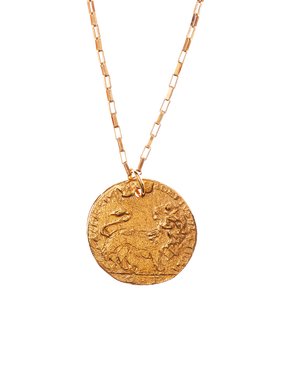 Alighieri signature gold leone medallion medium coin necklace box chain