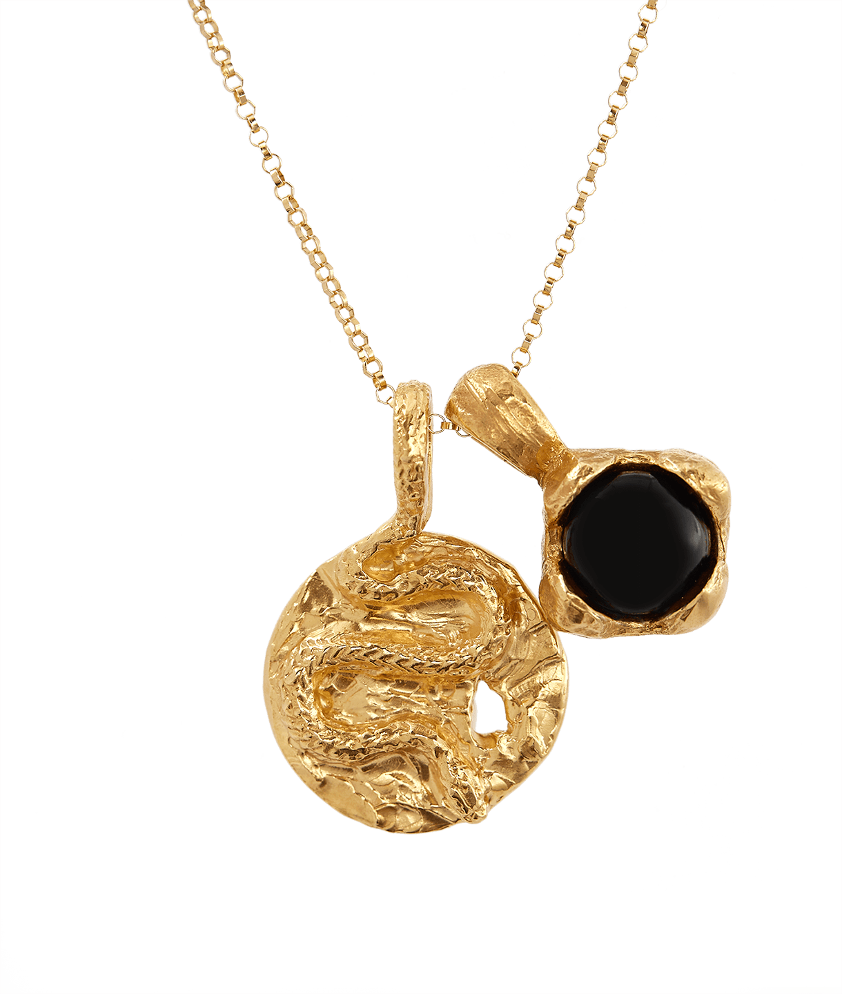 BITTERSWEET. Double Serpent Onyx Necklace - Gold – REGALROSE