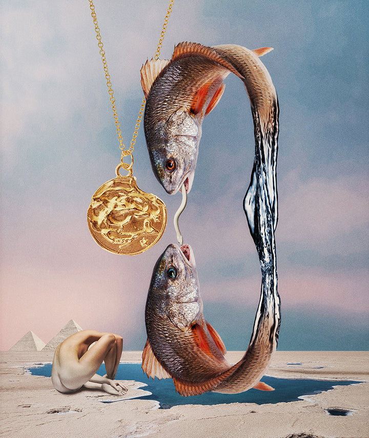 Pisces Necklace | 24k Gold-Plated Zodiac Pendant | Alighieri
