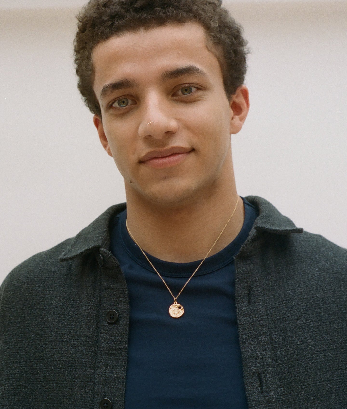 Model wearing Alighieri Cancer Zodiac Necklace Medallion