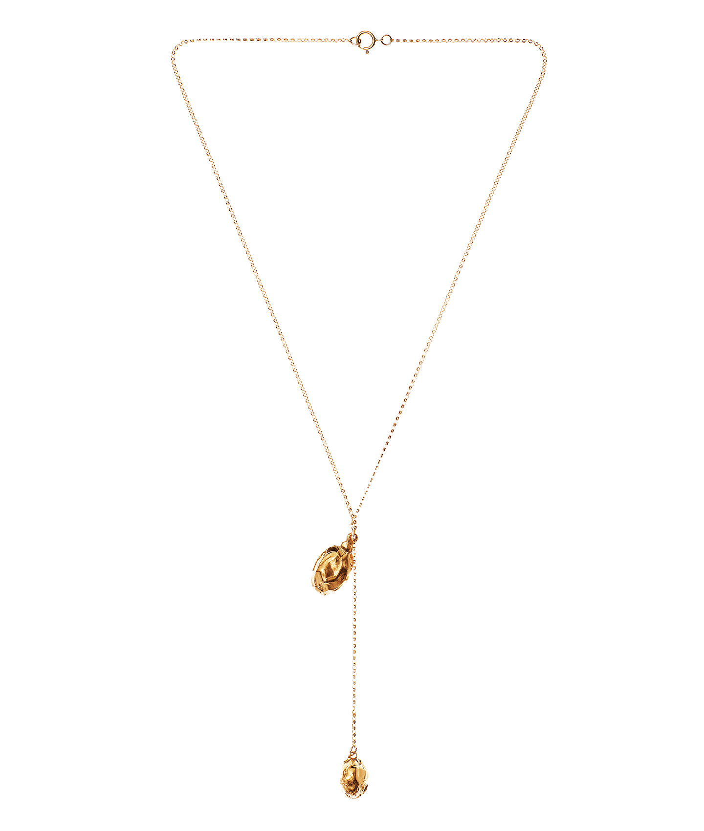 Alighieri Lunar Rocks Gold Pendant Lariat Necklace