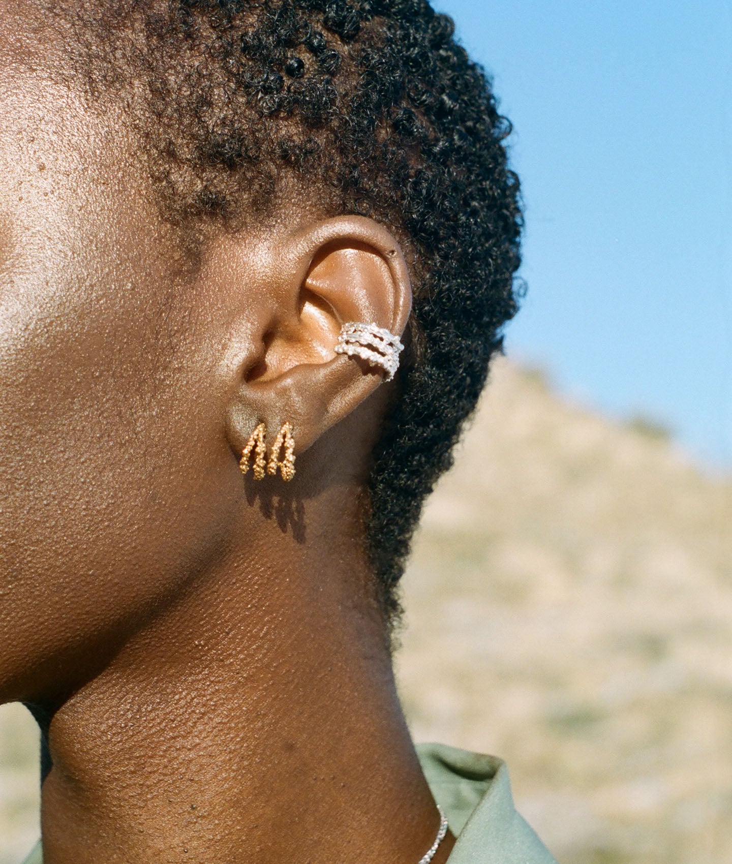 The Miniature Crumbling Rock Hoop Earrings