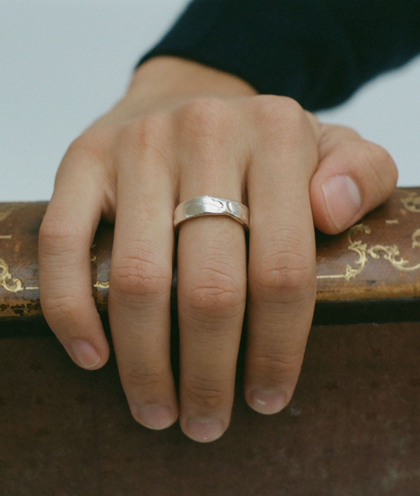 Model wearing Alighieri Sterling Silver Molten Texture Ring