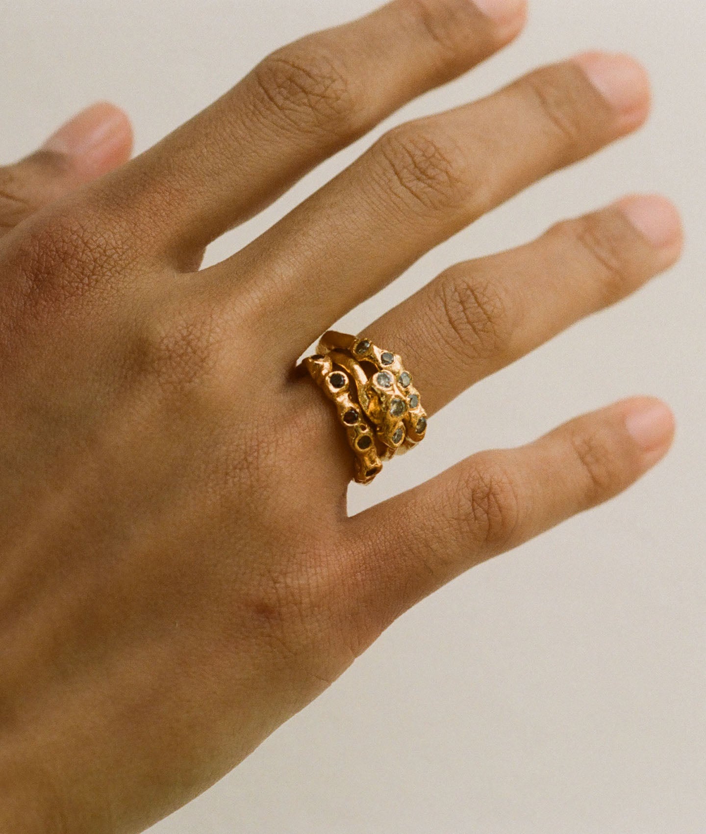 The Trio of Diamond Sparks Gold Eternity Ring