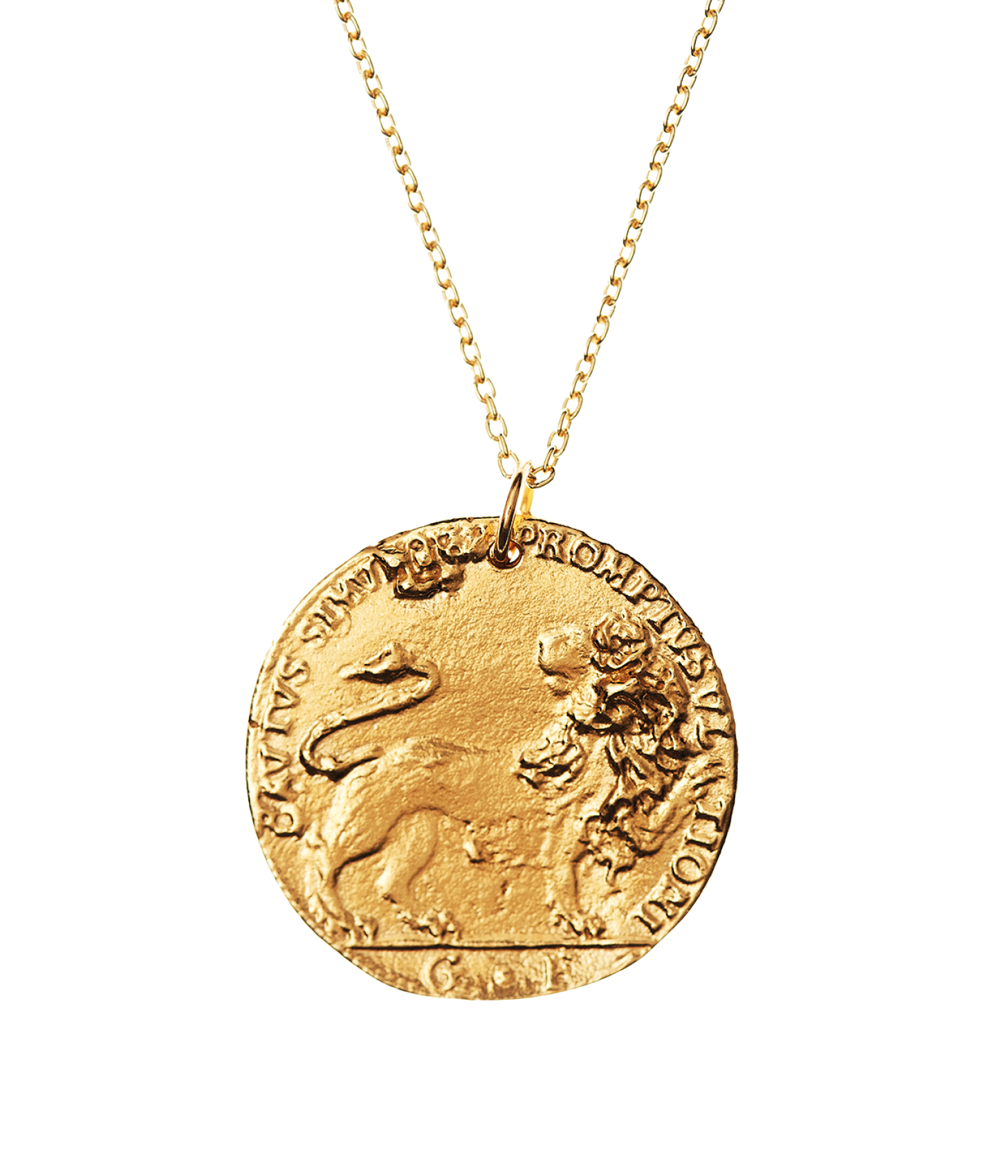 14K Italian Yellow Gold Replica Lira Coin Pendant Necklace, 16-18