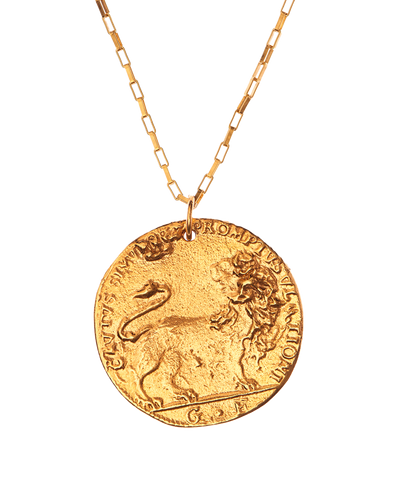 Alighieri Il Leone Medallion gold coin necklace medallion box chain