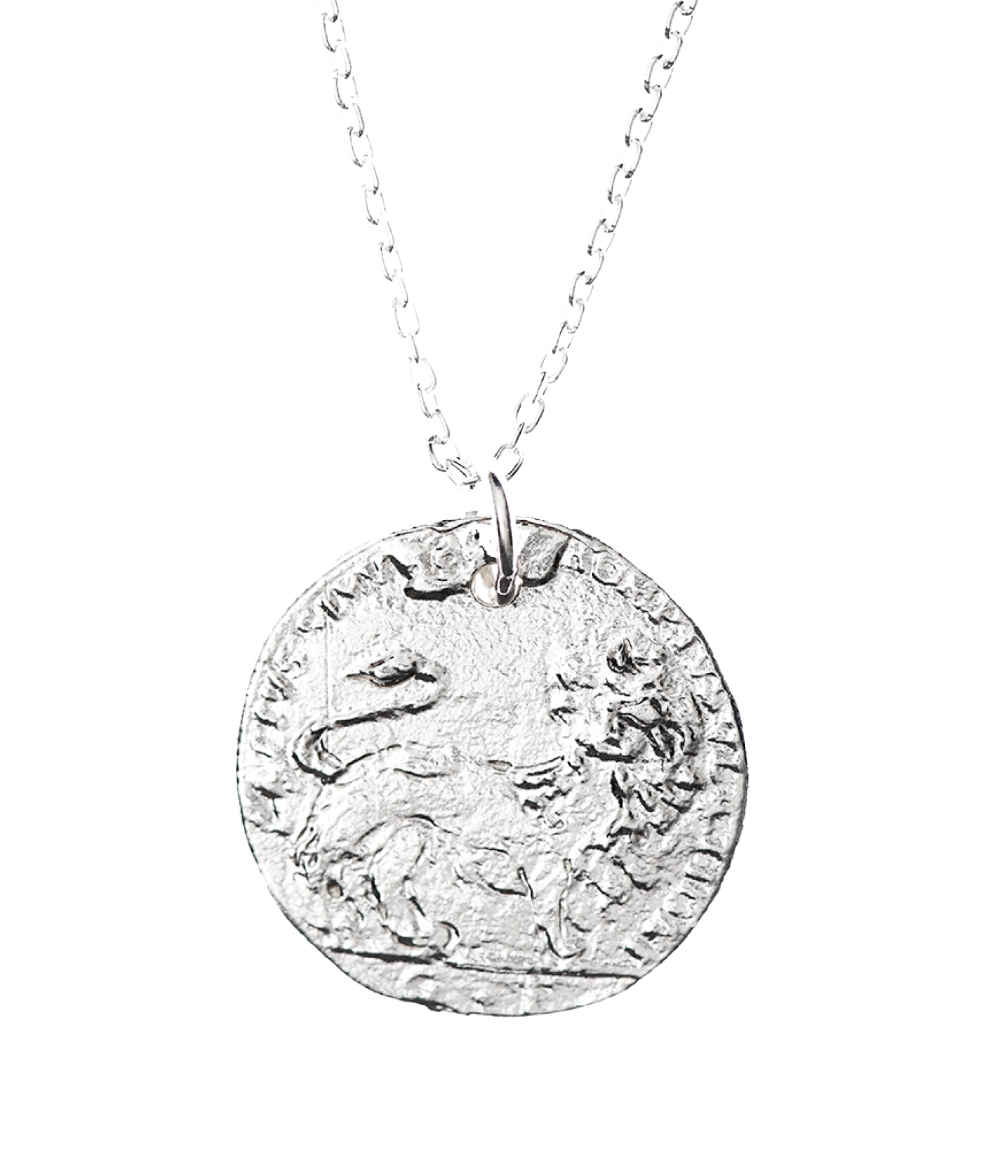 Alighieri Silver Snow Lion Leone Medallion Necklace Venetian Coin