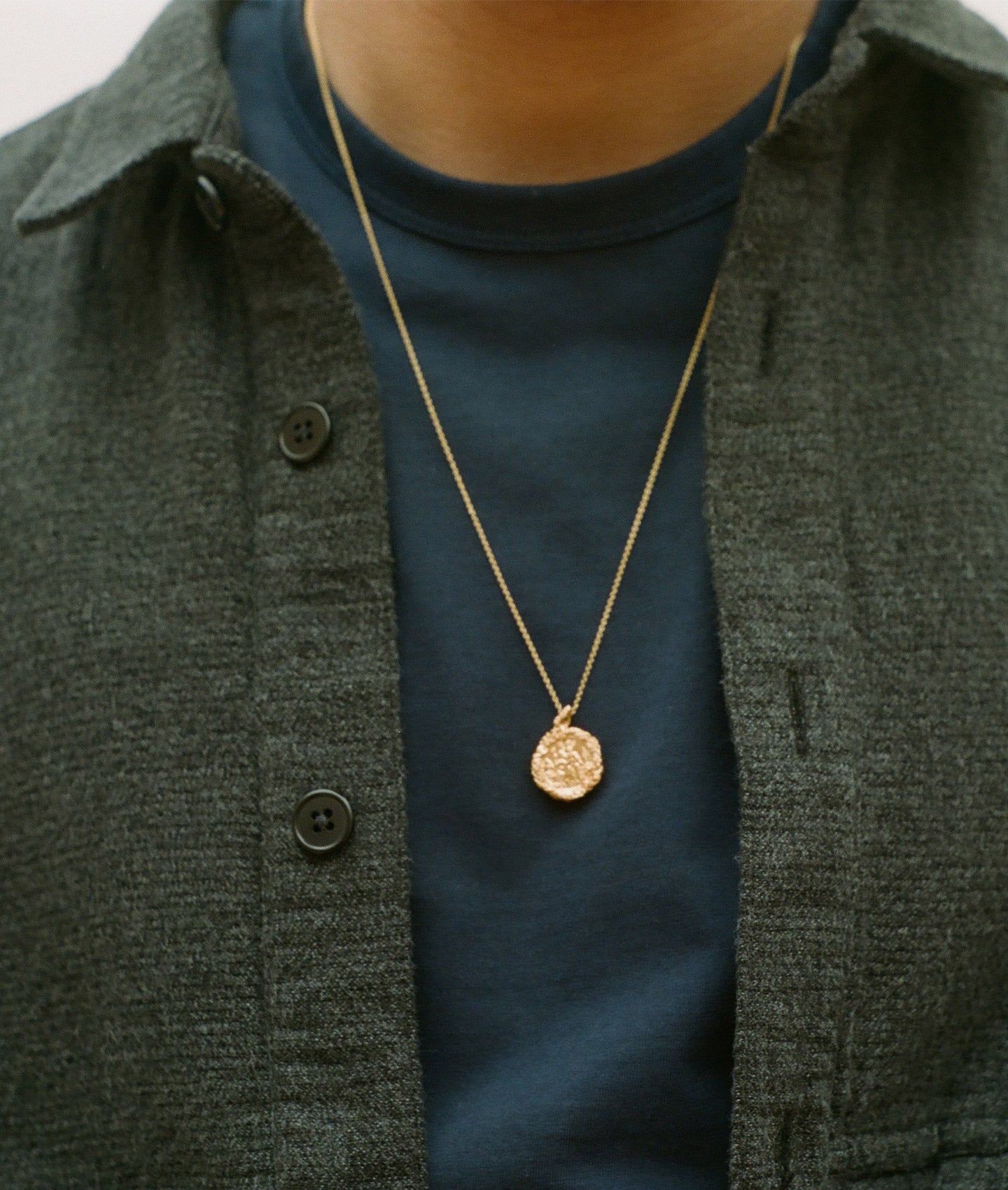 Model wearing Alighieri St Christopher Medallion Necklace