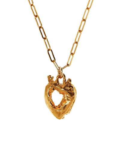 Alighieri Gold Plater Lovers Pact heart pendant locket necklace paperclip chain