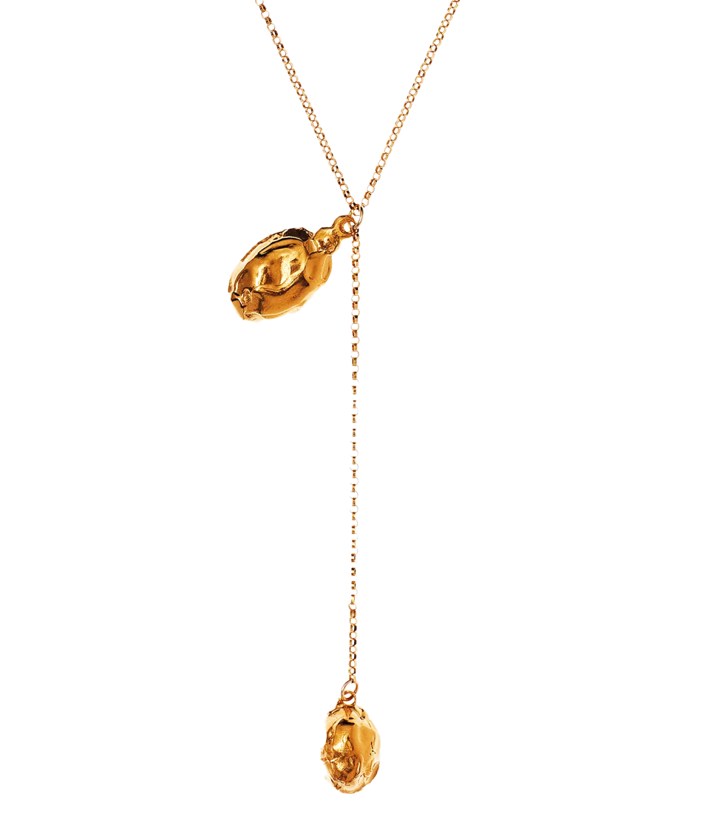 Alighieri Lunar Rocks Gold Pendant Lariat Necklace