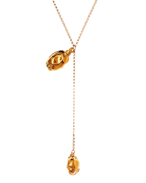 Alighieri Lunar Rocks Gold Pendant Lariat Necklace