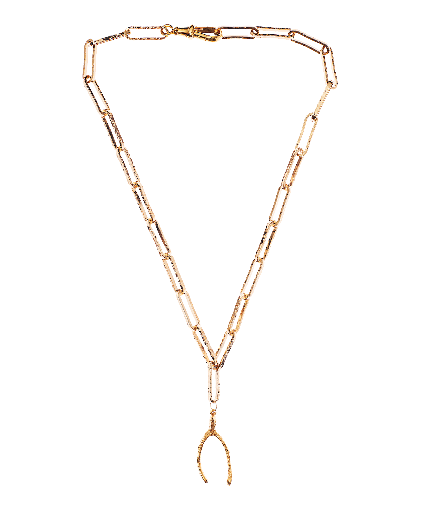 Alighieri Past Follies Wishbone Pendant Necklace Paperclip Chain